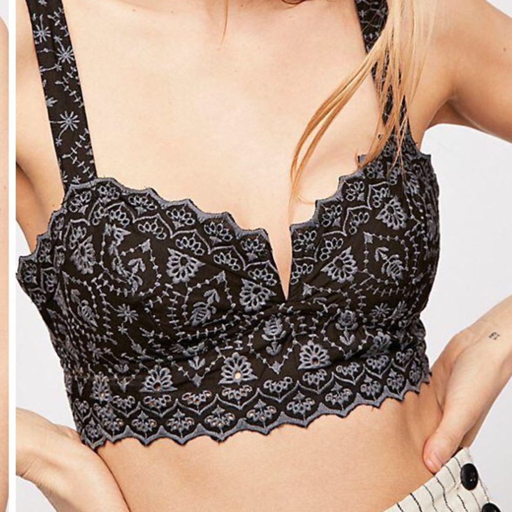 NWT Free People Ezra Bralette in Black / Grey